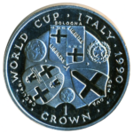 Sběratelská investiční mince 1 Crown MS ve fotbale Itálie 1990 Proof