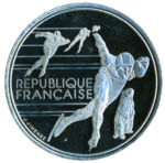 Sběratelská investiční mince 100 Francs ZOH Albertville 1992 - rychlobruslení Proof