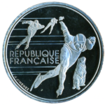 Sběratelská investiční mince 100 Francs ZOH Albertville 1992 - rychlobruslení Proof