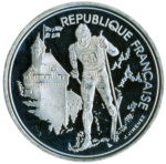 Sběratelská investiční mince 100 Francs ZOH Albertville 1992 - běh na lyžích Proof