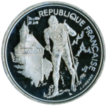 Sběratelská investiční mince 100 Francs ZOH Albertville 1992 - běh na lyžích Proof