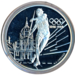 Sběratelská investiční mince 100 Francs LOH Lillehammer 1994 - oštěp Proof