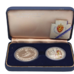 Sada dvou Ag mincí 100 + 50 Kroner ZOH Lillehammer 1994 Proof - alpské lyžování + hokej