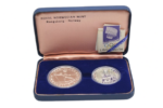 Sada dvou Ag mincí 100 + 50 Kroner ZOH Lillehammer 1994 Proof - běh na lyžích + sjezdové lyžování