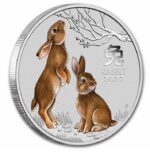 Sběratelská investiční mince Lunar Series III 50 Cents Rok králíka 1/2 oz Ag 2023 - kolorovaný