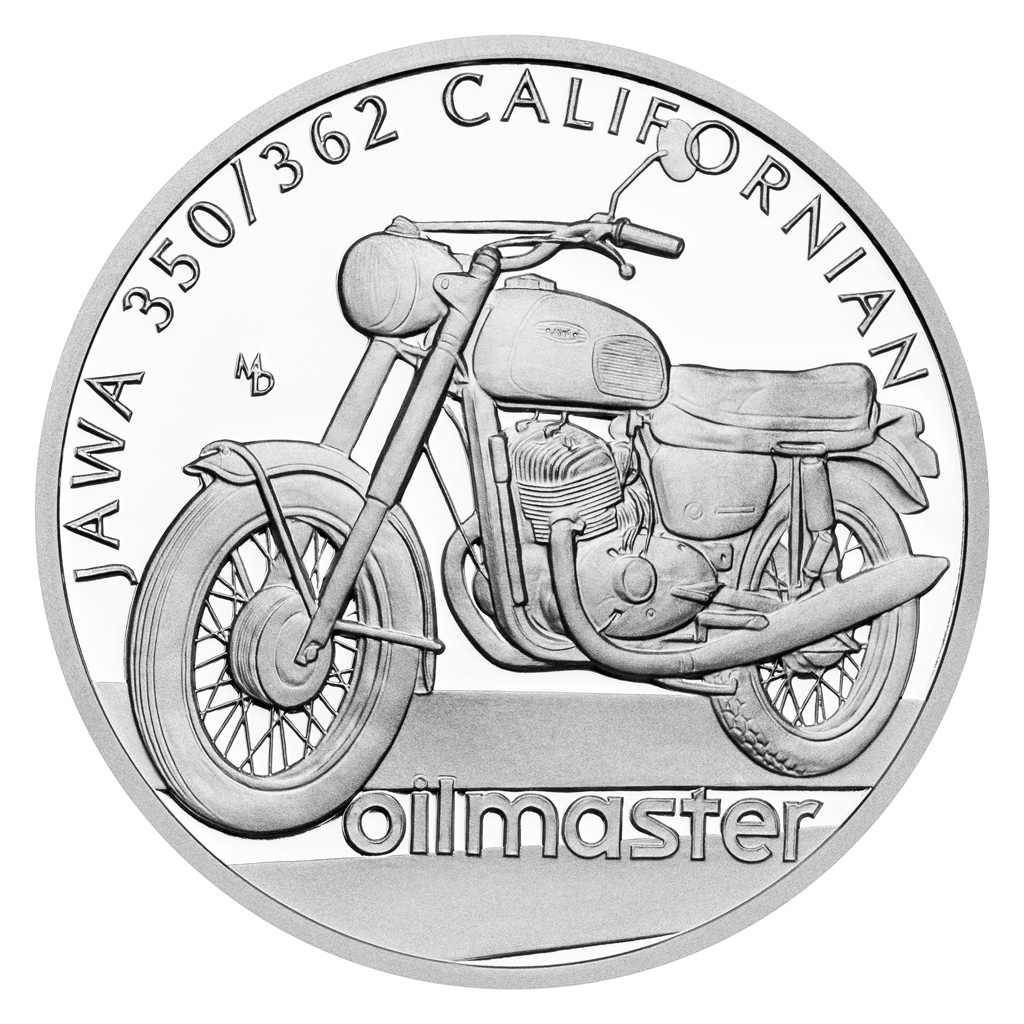 2024-na-kolech-jawa-calif-3 Sběratelská investiční mince Na kolech - Motocykl JAWA Californian - 2024 Proof - Obrázek 1