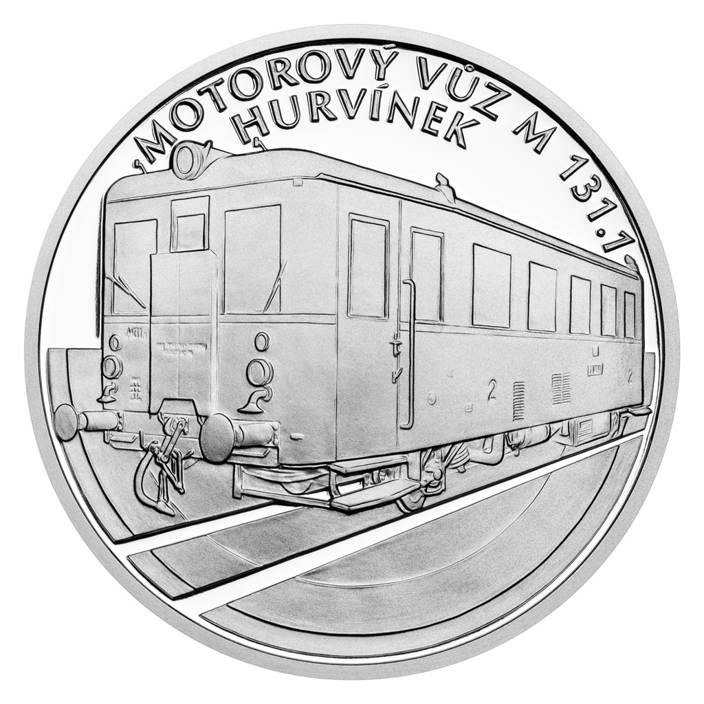 2025-hurvínek1 Sběratelská investiční mince Na kolech - Motorový vůz M 131.1 „Hurvínek“ - 2025 Proof - Obrázek 1