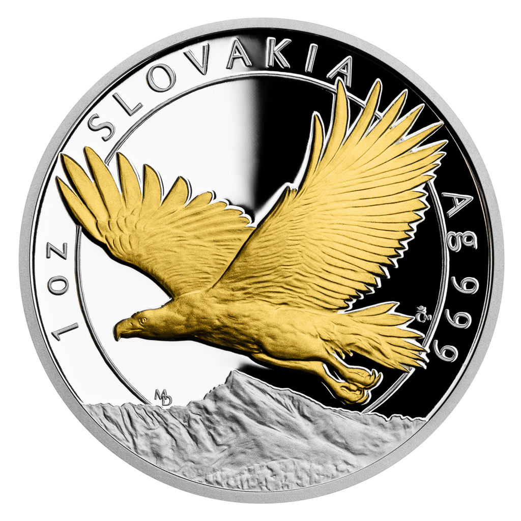 2023-orel1a Sběratelská investiční mince 2 NZD Orel 2023 1 Oz Ag selektivně pokovený, Proof, číslovaný - Obrázek 1